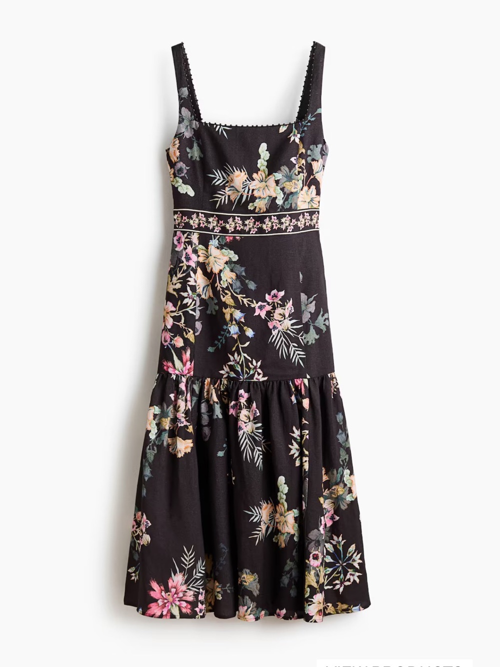 H&M Black Floral Maxi Dress with Pink and Cream Blooms